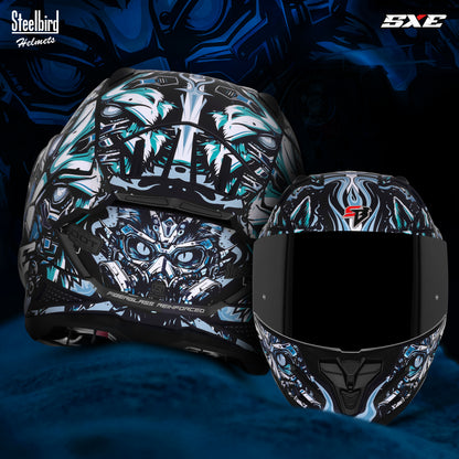 Steelbird SBH-61 SXE Pinlock X1 ISI and Dot Certified Full Face Helmet for Men with Inner Silver Sunshield . Anti Fog Visor.