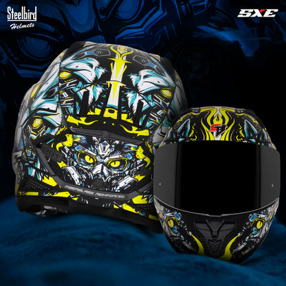 Steelbird SBH-61 SXE X1 Pinlock ISI and Dot Certified Full Face Helmet for Men with Inner Silver Sunshield .Anti Fog Visor.