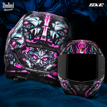 Steelbird SBH-61 SXE X1 Pinlock ISI and Dot Certified Full Face Helmet for Men with Inner Silver Sunshield .Anti Fog Visor.