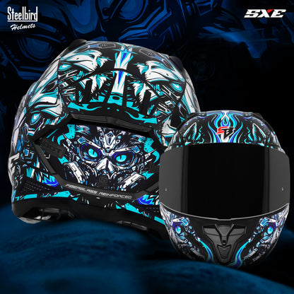 Steelbird SBH-61 SXE X1 Pinlock ISI and Dot Certified Full Face Helmet for Men with Inner Silver Sunshield .Anti Fog Visor.