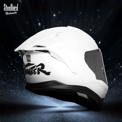 Steelbird SBH-57 Fighter F11 ISI and DOT Certified Full Face Helmet for Men Motorbike Helmet  (Glossy White)