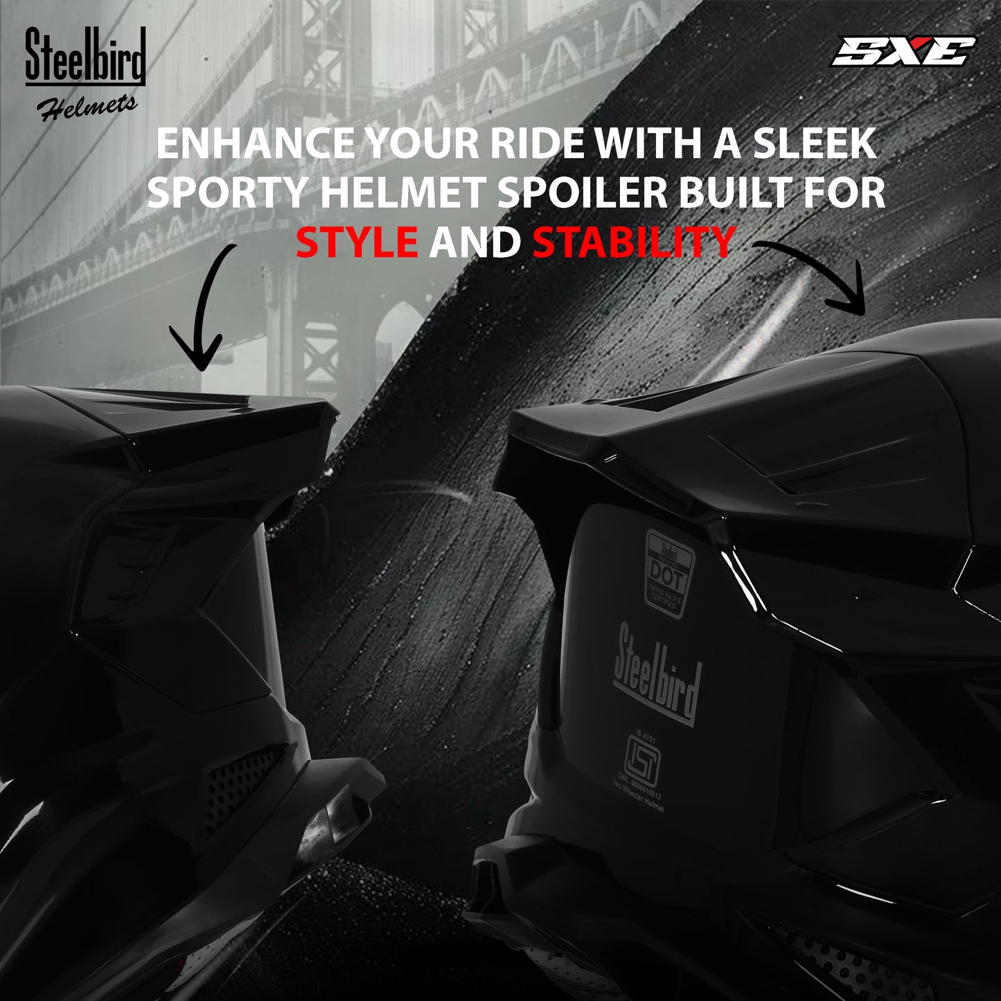 Steelbird SBH-61 SXE  TPE Edition ISI and Dot Certified Full Face Helmet for Men with Inner Silver Sunshield . Clear With Chrome Visor.