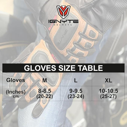 Ignyte Carbon Full Finger Bike Riding Gloves with Touch Screen Sensitivity at Thumb and Index Finger and Carbon knuckle Protector (Red)