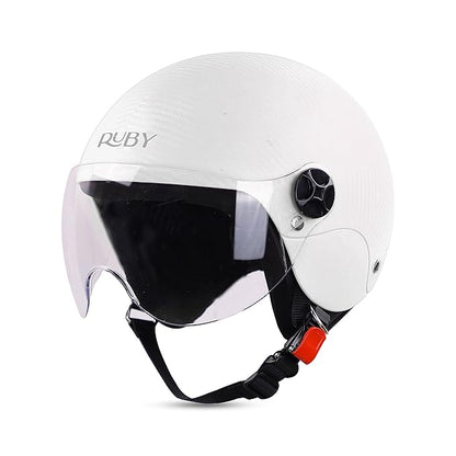 Steelbird SBH-16 Ruby ISI Certified Open Face Helmet.( Dashing White with Clear Visor).