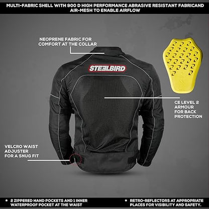 Steelbird Zojila Riding Jacket with Impact Protection and Abrasion Resistance.