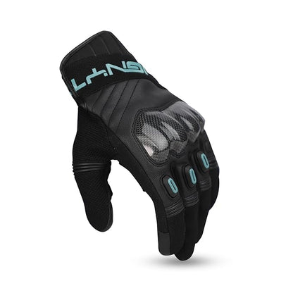 Ignyte Carbon Full Finger Bike Riding Gloves with Touch Screen Sensitivity at Thumb and Index Finger and Carbon knuckle Protector (Grey)