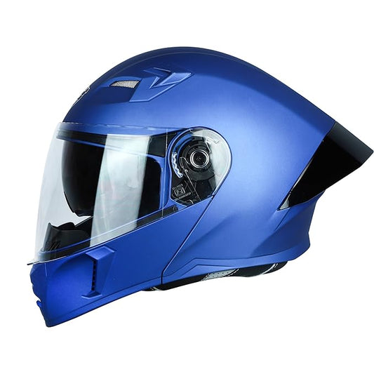 Steelbird SBA-20 7Wings ISI Certified Flip-Up Helmet with Black Spoiler for Men and Women with Inner Smoke Sun Shield (Glossy Blue)