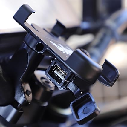 Steelbird Universal Bike Mount Phone Holder 360 Degree Rotating Handlebar Cradle Stand for Bicycle, Motorcycle, Fits All Smartphones (Mobile Holder with USB Charger)