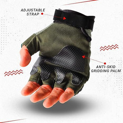 Steelbird Polyester Half Finger Bike Riding Gloves, Protective Off-Road Motorbike Racing Gloves .