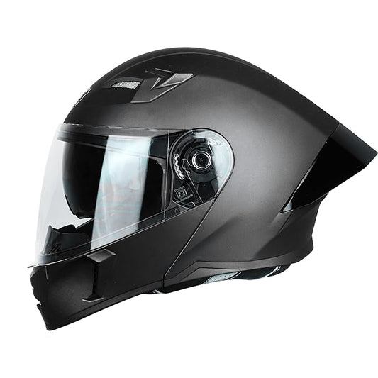 Steelbird SBA-20 7Wings ISI Certified Flip-Up Helmet with Black Spoiler for Men and Women with Inner Smoke Sun Shield (Glossy Grey)