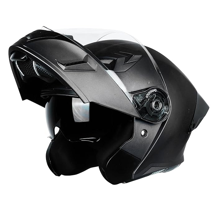 Steelbird SBA-20 7Wings ISI Certified Flip-Up Helmet with Black Spoiler for Men and Women with Inner Smoke Sun Shield (Glossy Grey)