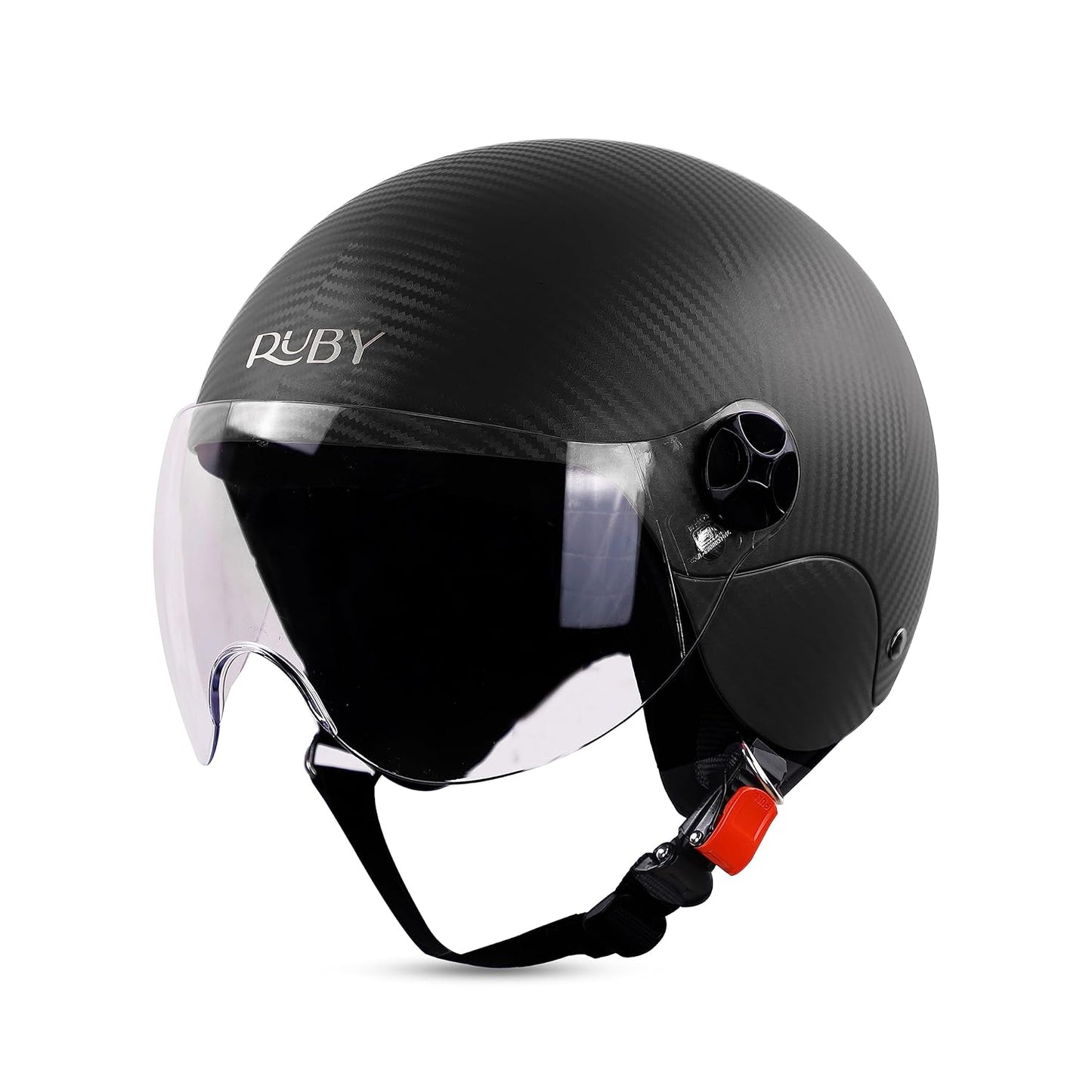 Steelbird SBH-16 Ruby ISI Certified Open Face Helmet.( Dashing Black with Clear Visor).