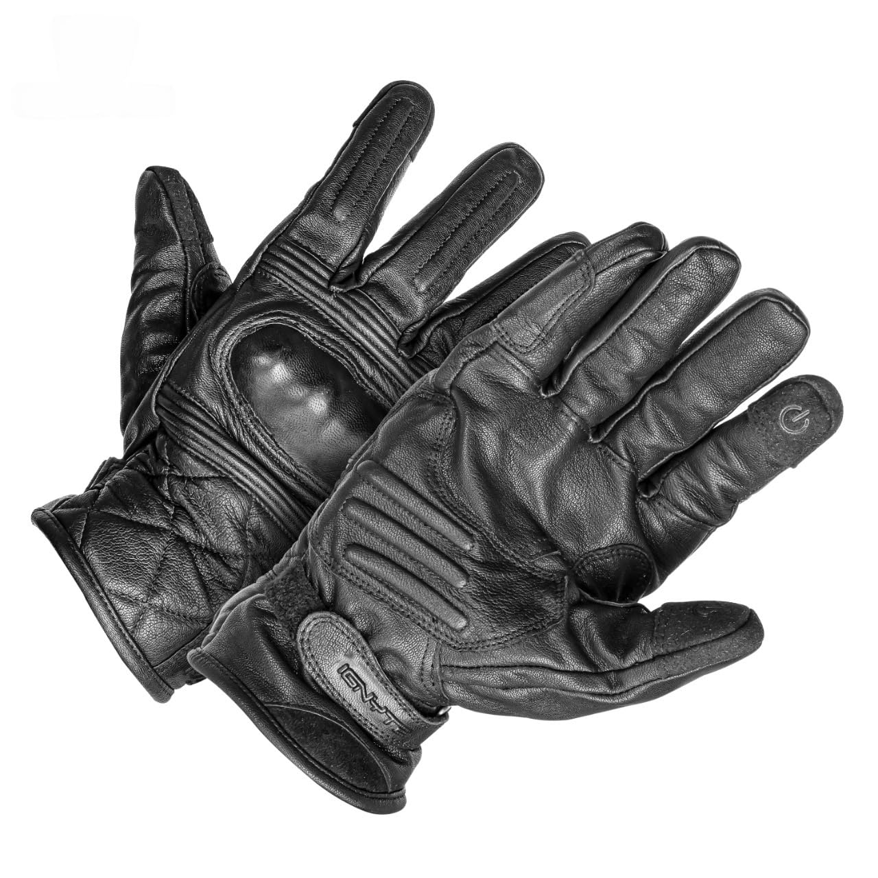 Ignyte Streak Leather Gloves Full Finger Waterproof Bike Riding Gloves with Touch Screen Sensitivity at Thumb and Index Finger, Protective Off-Road Motorbike Racing (Black)