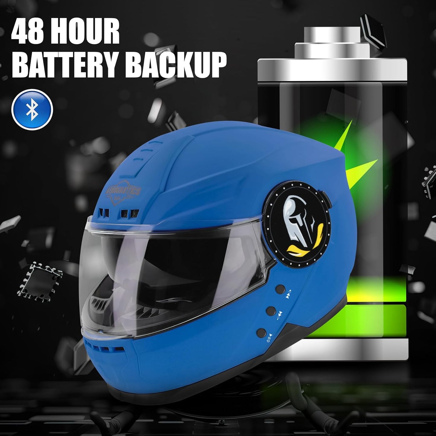 Steelbird Bluetooth Full Face ISI Certified Helmet for Men with Inner Smoke Sun Shield | SBH-40 7Wings .