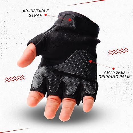 Steelbird Polyester Half Finger Bike Riding Gloves, Protective Off-Road Motorbike Racing Gloves
