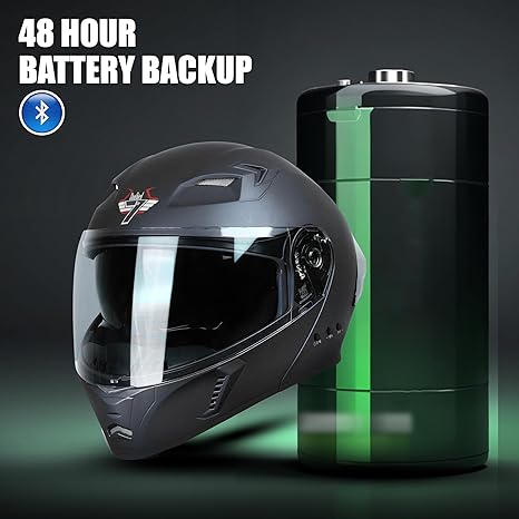 Steelbird Bluetooth Flip Up Isi Certified Motorcycling Helmet For Men And Women With Inner Smoke Sun Shield|Sba-20 7Wings .