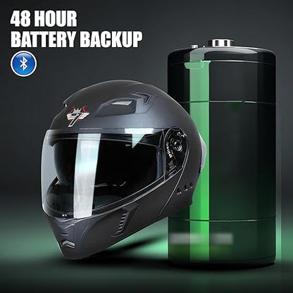 Steelbird Bluetooth Flip Up Isi Certified Motorcycling Helmet For Men And Women With Inner Smoke Sun Shield|Sba-20 7Wings .