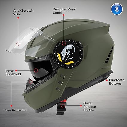 Steelbird Bluetooth Full Face ISI Certified Helmet for Men with Inner Smoke Sun Shield | SBH-40 7Wings .