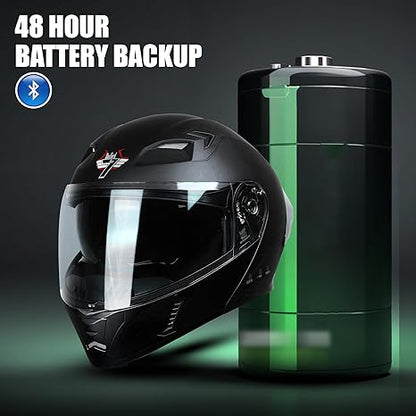 Steelbird Bluetooth Flip Up Isi Certified Motorcycling Helmet For Men And Women With Inner Smoke Sun Shield|Sba-20 7Wings
