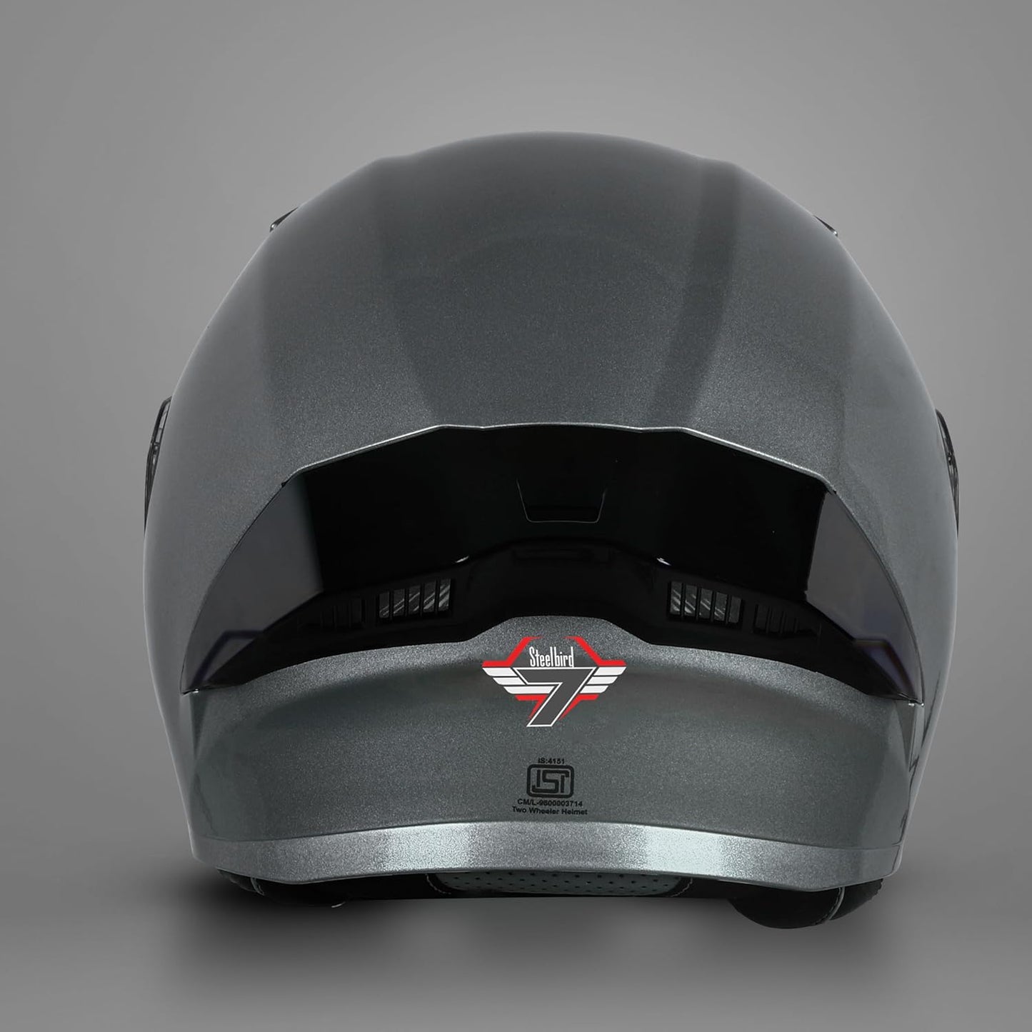 Steelbird SBA-20 7Wings ISI Certified Flip-Up Helmet with Black Spoiler for Men and Women with Inner Smoke Sun Shield (Glossy Silver with Smoke Visor).