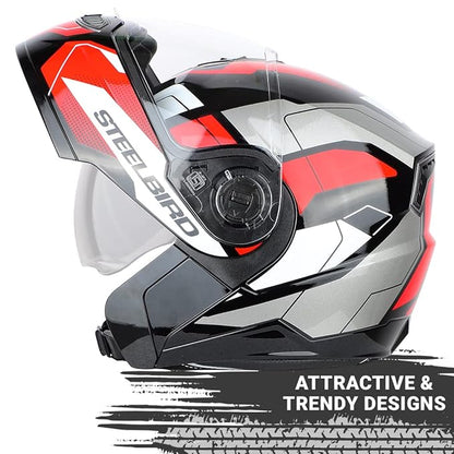 Steelbird SBA-7 Huracan ISI Certified Flip-Up Helmet for Men and Women with Inner Sun Shield.