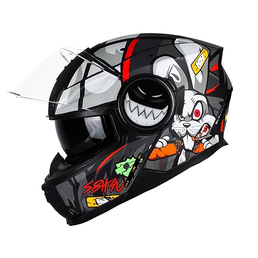 Steelbird Crazy Doe Bluetooth Full Face ISI Certified Motorcycling Helmet for Men with Inner Smoke Sun Shield | SBH-40 7Wings.