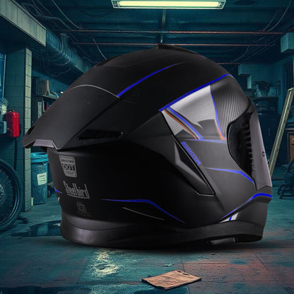 Steelbird SBH-57 Carbon Fighter ISI and DOT Certified Full Face Helmet for Men and Women with Inner Chrome Sun Shield.