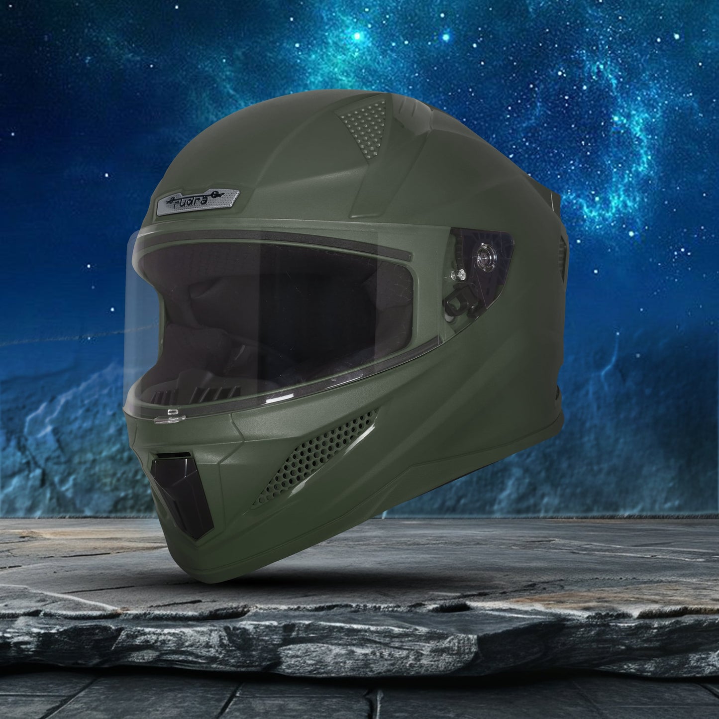 Steelbird SBH-25 Rudra ISI Certified Full Face Helmet for Men and Women Motorbike Helmet  (Dashing Battle Green)