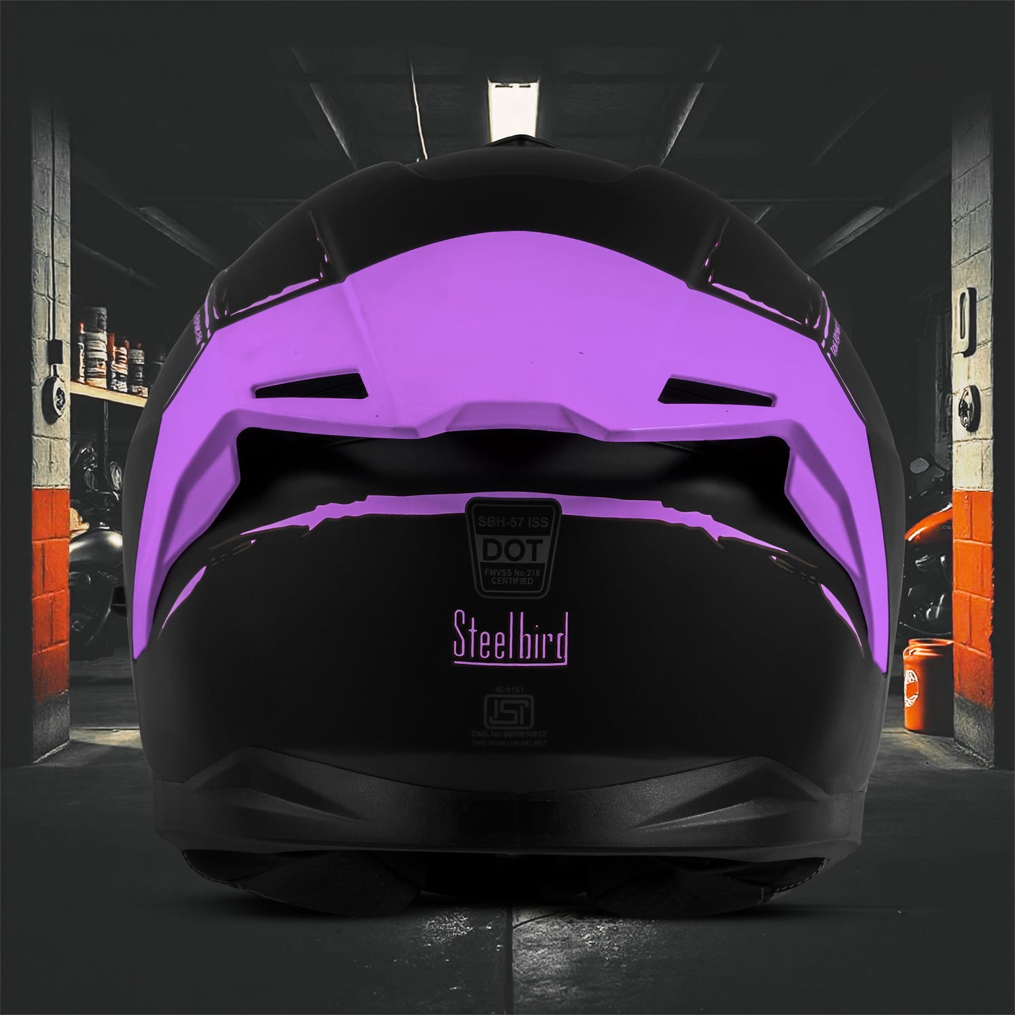 Steelbird SBH-57 Fighter F2 Graphic Helmet ISI and DOT Certified Full Face Helmet for Men with Inner Silver Sun Shield (Glossy Black Voilet)