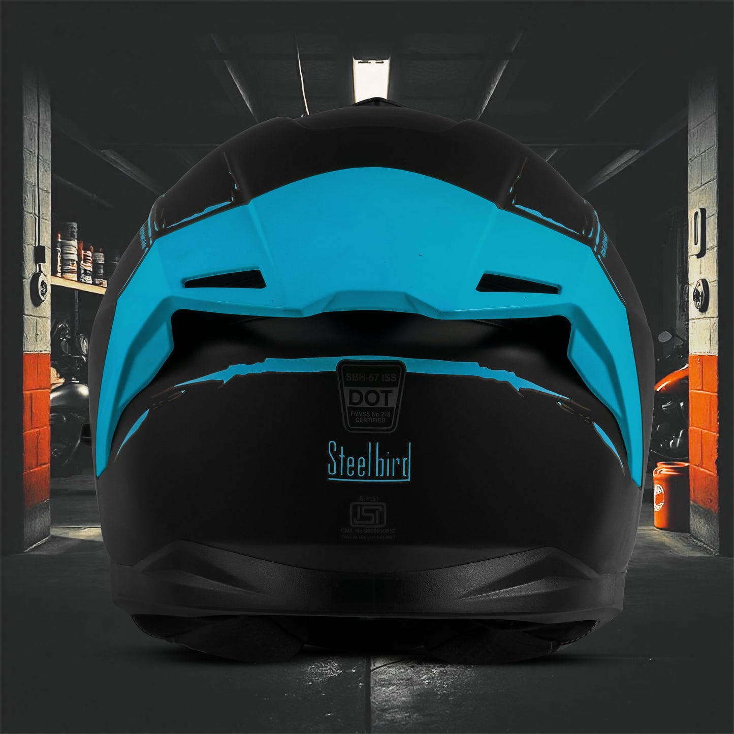 Steelbird SBH-57 Fighter F2 Graphic Helmet ISI and DOT Certified Full Face Helmet for Men with Inner Silver Sun Shield (Glossy Black Jazz Blue)