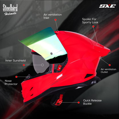 Steelbird SBH-61 SXE Pinlock ISI and Dot Certified Full Face Helmet for Men with Inner Silver Sunshield . Clear With Chrome Visor.