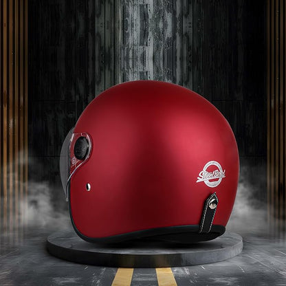 Steelbird SBH-56 Retro Steelbird SBH-56 Retro ISI Certified Open Face Helmet for Men and Women (Matt Maroon).