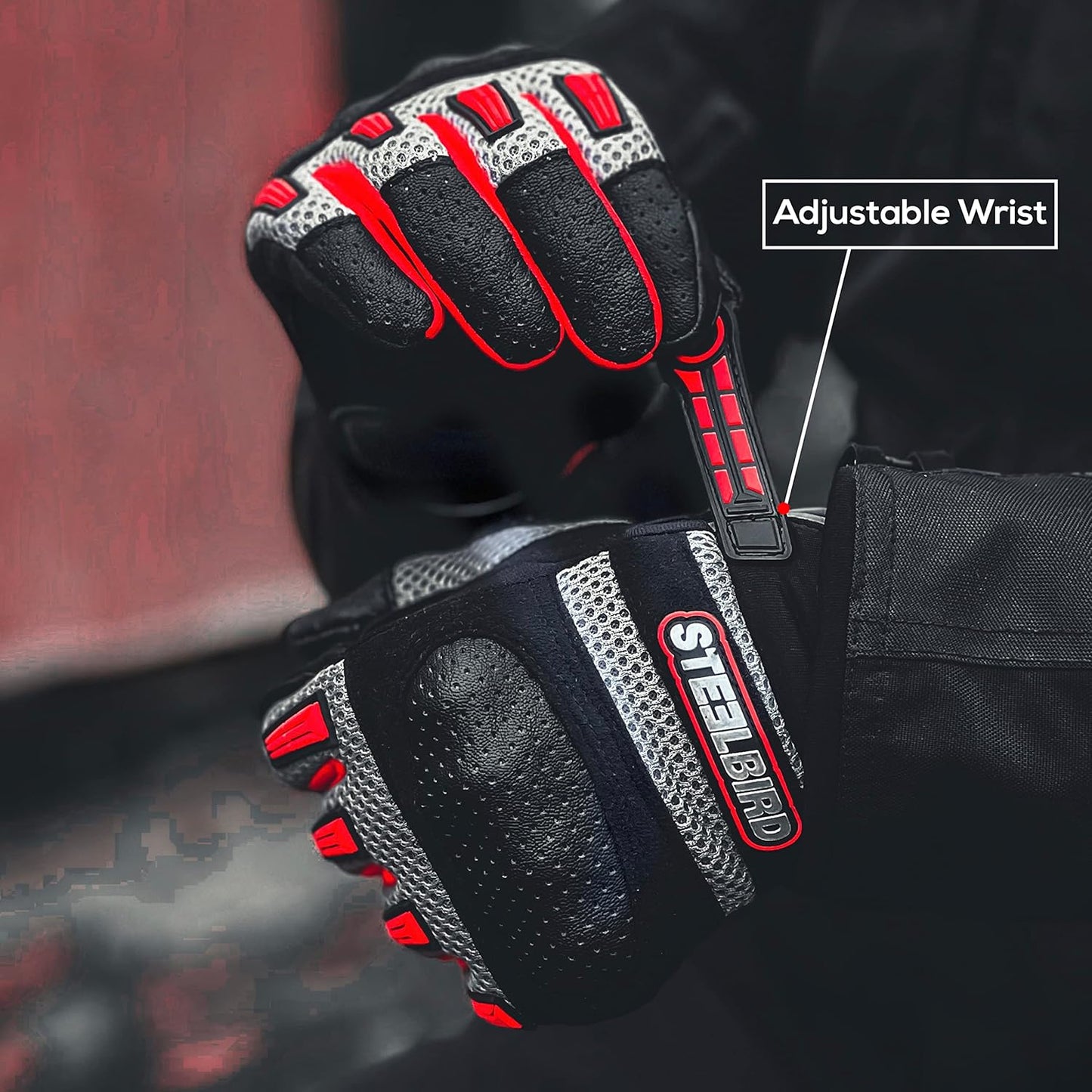 Steelbird Polyester Adventure A-1 Full Finger Riding Gloves With Touch Screen Sensitivity At Thumb & Index Finger, Protective Off-Road Motorbike Racing.
