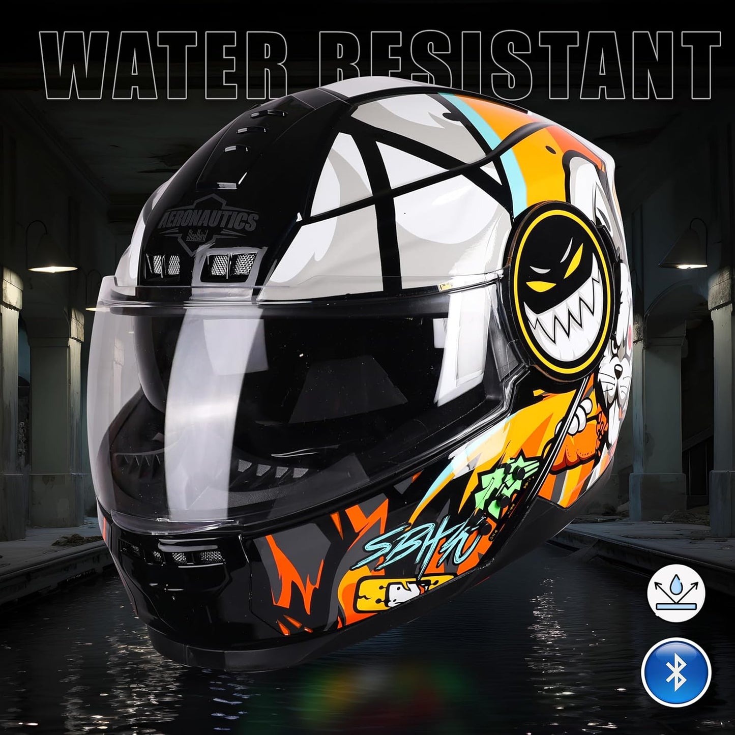 Steelbird Crazy Doe Bluetooth Full Face ISI Certified Motorcycling Helmet for Men with Inner Smoke Sun Shield | SBH-40 7Wings.