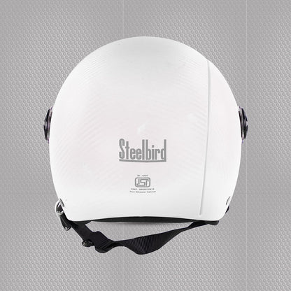 Steelbird SBH-16 Ruby ISI Certified Open Face Helmet.( Dashing White with Clear Visor).