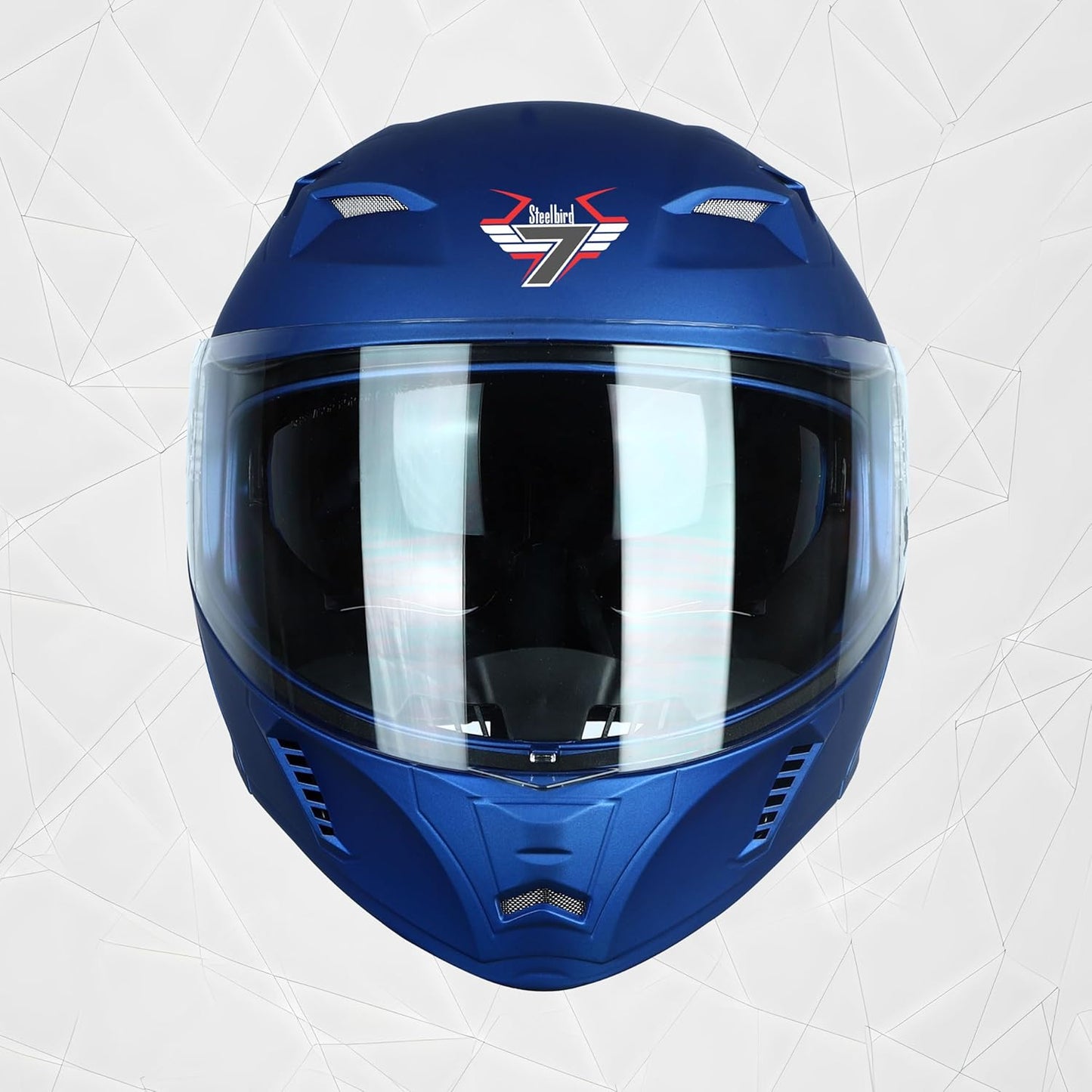 Steelbird SBA-20 7Wings ISI Certified Flip-Up Helmet with Black Spoiler for Men and Women with Inner Smoke Sun Shield (Glossy Blue)