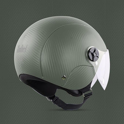 Steelbird SBH-16 Ruby ISI Certified Open Face Helmet.( Dashing Battle Green with Clear Visor).