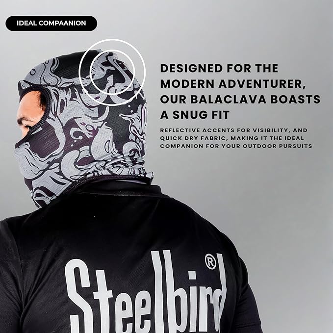 Steelbird Printed Balaclava Most Suitable for Motorcycling, Running, Sports, Head and Face Cover .