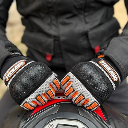 Steelbird Polyester Adventure A-1 Full Finger Riding Gloves With Touch Screen Sensitivity At Thumb & Index Finger, Protective Off-Road Motorbike Racing.