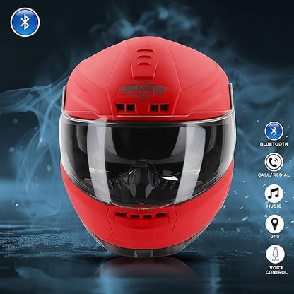 Steelbird Bluetooth Full Face ISI Certified Helmet for Men with Inner Smoke Sun Shield | SBH-40 7Wings .