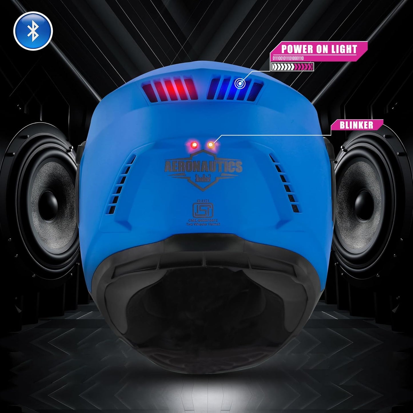 Steelbird Bluetooth Full Face ISI Certified Helmet for Men with Inner Smoke Sun Shield | SBH-40 7Wings .