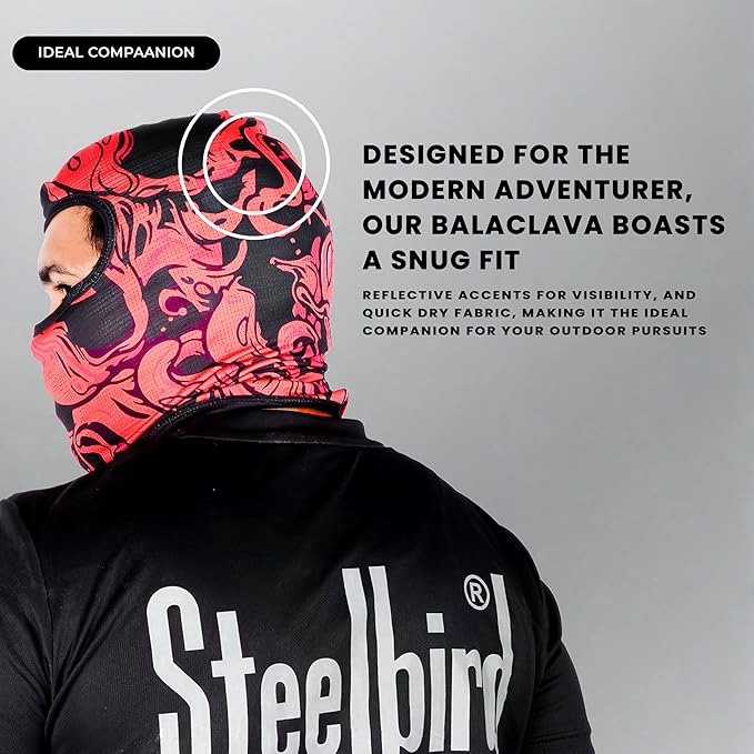 Steelbird Printed Balaclava Most Suitable for Motorcycling, Running, Sports, Head and Face Cover