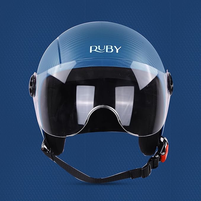 Steelbird SBH-16 Ruby ISI Certified Open Face Helmet.( Dashing Blue with Clear Visor)