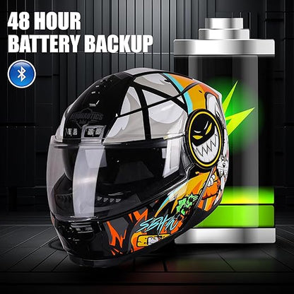 Steelbird Crazy Doe Bluetooth Full Face ISI Certified Motorcycling Helmet for Men with Inner Smoke Sun Shield | SBH-40 7Wings.