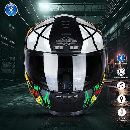 Steelbird Crazy Doe Bluetooth Full Face ISI Certified Motorcycling Helmet for Men with Inner Smoke Sun Shield | SBH-40 7Wings.