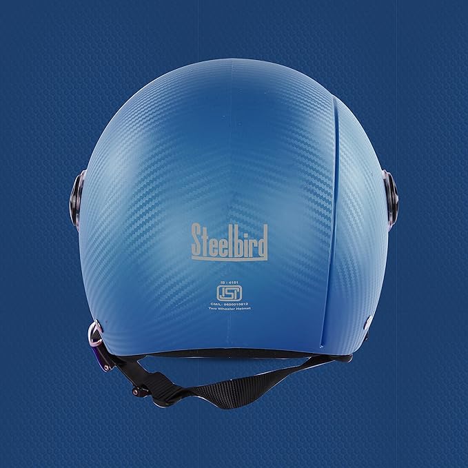Steelbird SBH-16 Ruby ISI Certified Open Face Helmet.( Dashing Blue with Clear Visor)