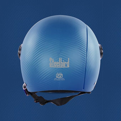 Steelbird SBH-16 Ruby ISI Certified Open Face Helmet.( Dashing Blue with Clear Visor)