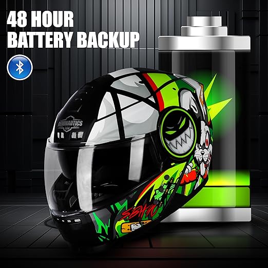 Steelbird Crazy Doe Bluetooth Full Face ISI Certified Motorcycling Helmet for Men with Inner Smoke Sun Shield | SBH-40 7Wings.