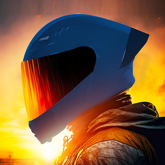 Steelbird SBA-20 7Wings ISI Certified Flip-Up Helmet with Black Spoiler for Men and Women with Inner Smoke Sun Shield (Glossy Blue with Smoke Visor).