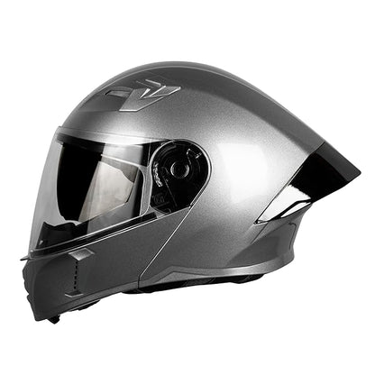 Steelbird SBA-20 7Wings ISI Certified Flip-Up Helmet with Black Spoiler for Men and Women with Inner Smoke Sun Shield (Glossy Silver)